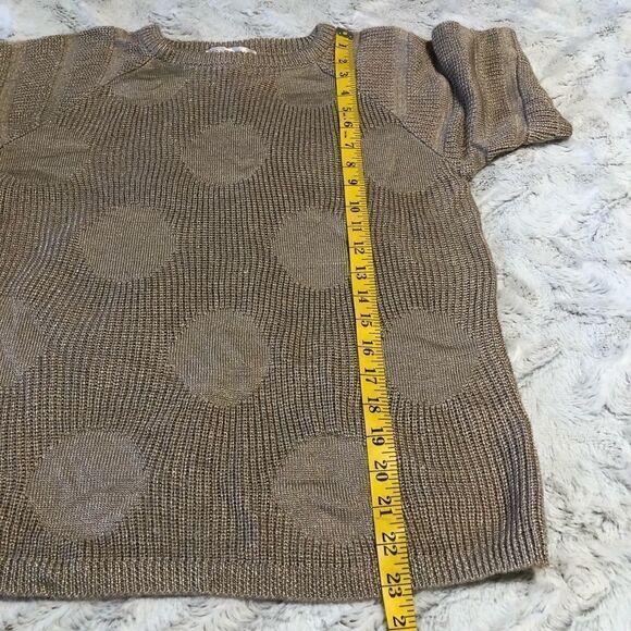 𝅺halston III vintage polka dot weave shimmery short sleeve sweater size S (4-6) - Picture 8 of 9